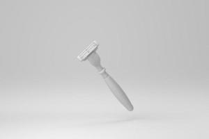 Shaving razor instrument on white background. minimal concept. monochrome. 3D render. photo