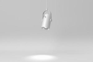 Spotlights realistic on white background for show contest or interview. 3D render. photo