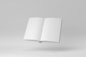 Mockup of opened book on white background. minimal concept. 3D render. photo