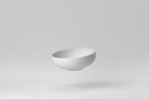 White ceramics bowl on white background. Design Template, Mock up. 3D render. photo