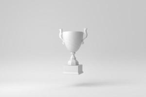 Trophy cup. Champion trophy on white background. Paper minimal concept. 3D render. photo