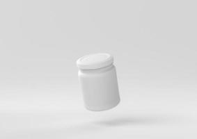 White Jar floating in white background. minimal concept idea creative. monochrome. 3D render. photo