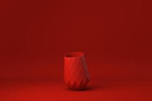 Red Vases floating in Red background. minimal concept idea creative. monochrome. 3D render. photo