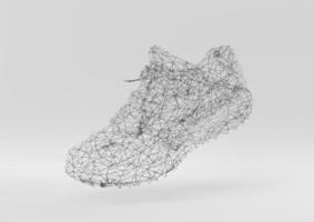Abstract geometric network polygon shoe in white background. minimal concept idea creative. 3D render. photo