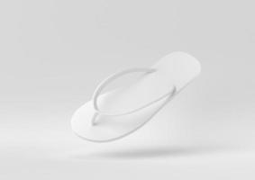 White Flip flops floating in white background. minimal concept idea creative. 3D render. photo