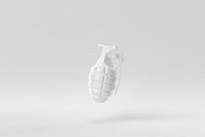 Hand grenade on a white background. Abstract polygonal minimal concept. monochrome. 3D render. photo