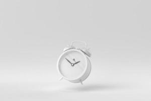 Retro alarm clock on a white background. minimal concept. monochrome. 3D render. photo
