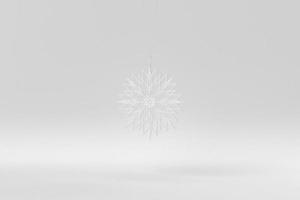 Feliz Navidad. línea colgante de elementos navideños sobre un fondo blanco. concepto mínimo. monocromo. procesamiento 3d foto