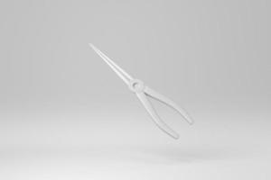 Needle nose, pointy-nose pliers on white background. minimal concept. monochrome. 3D render. photo