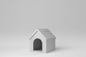 Dog house on white background. minimal concept. monochrome. 3D render. photo