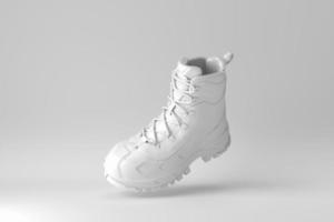 White hiking boots on white background. minimal concept. 3D render. photo