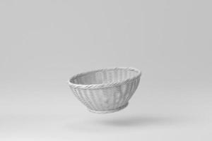 Wicker basket on white background. minimal concept. 3D render. photo