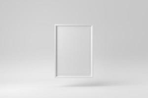 Empty white picture frame on white background. Design Template, Mock up. 3D render. photo