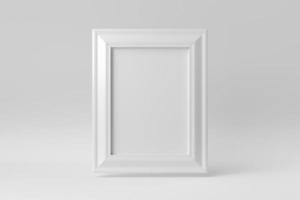 Empty white picture frame on white background. Design Template, Mock up. 3D render. photo