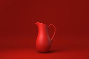 Red Pitcher or milk jug floating in Red background. minimal concept idea creative. monochrome. 3D render. photo