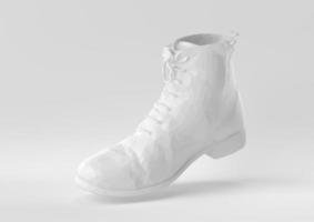 White shoe floating in white background. minimal concept idea creative. origami style. 3D render. photo