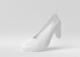 White shoe floating in white background. minimal concept idea creative. origami style. 3D render. photo