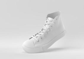 White shoe floating in white background. minimal concept idea creative. 3D render. photo