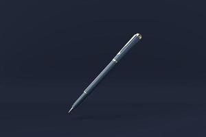 Blue Pen floating in Blue background. minimal concept idea creative. monochrome. 3D render. photo