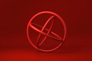 Red abstract geometric shape in red background. minimal concept idea creative. monochrome. 3D render. photo