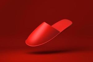 Red slippers floating in red background. minimal concept idea creative. 3D render. photo