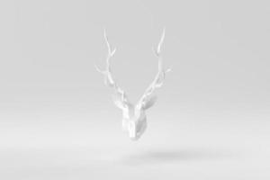 White deer head on a white background. Abstract polygonal minimal concept. monochrome. 3D render. photo