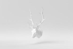 White deer head on a white background. Abstract polygonal minimal concept. monochrome. 3D render. photo