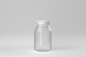 Empty glass jar on white background. minimal concept. 3D render. photo