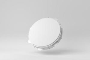 Wooden tambourine. Musical instrument on white background. Paper minimal concept. 3D render. photo