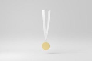 Gold medal on white background. Design Template, Mock up. 3D render. photo