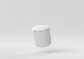 White Jar floating in white background. minimal concept idea creative. monochrome. 3D render. photo