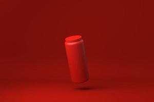 Red Jar floating in Red background. minimal concept idea creative. monochrome. 3D render. photo