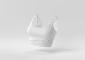 White Tank Top floating in white background. minimal concept idea creative. monochrome. 3D render. photo