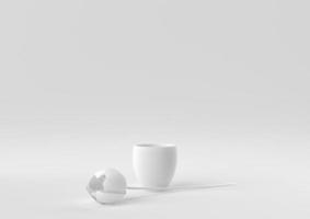 White Tree pot in white background. minimal concept idea creative. monochrome. 3D render. photo