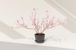 Tree pot in white background. minimal concept idea creative. 3D render. photo