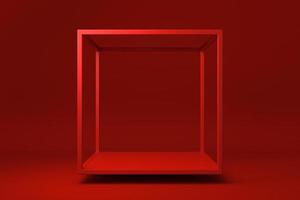 Red abstract geometric shape in red background. minimal concept idea creative. monochrome. 3D render. photo