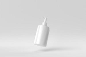 Bottle of alcohol gel on a white background. minimal concept. monochrome. 3D render. photo