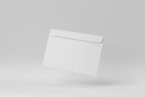 Paper envelope on white background. minimal concept. 3D render. photo