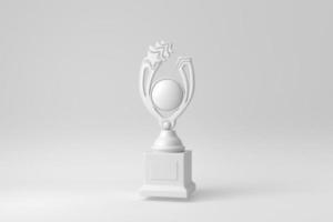 copa trofeo. trofeo de campeón sobre fondo blanco. concepto mínimo de papel. procesamiento 3d foto
