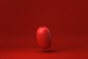 Red pottery floating in Red background. minimal concept idea creative. monochrome. 3D render. photo