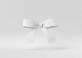 White Bow in white background. minimal concept idea creative. monochrome. 3D render. photo