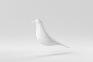 pájaro blanco sobre un fondo blanco. concepto mínimo de polígono. monocromo. procesamiento 3d foto