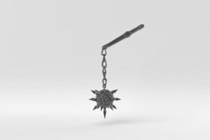 Battle Mace medieval on a white background. minimal concept. monochrome. 3D render. photo