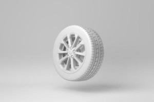 Car wheels isolated on white background. minimal concept. monochrome. 3D render. photo