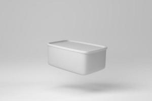 Plastic box packaging on white background. mockup. minimal concept. monochrome. 3D render. photo