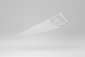 Saw with Tough Blade on white background. minimal concept. monochrome. 3D render. photo