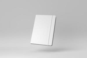 Blank Notebook with Elastic Band on white background. minimal concept. 3D render. photo