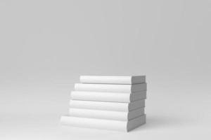 Stack of books on white background. for mockup scene. 3D render. photo