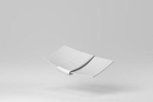 Black plate and napkin on white background. minimal concept. 3D render. photo