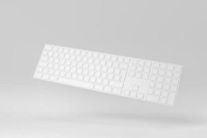 Modern computer keyboard on white background. Design Template, Mock up. 3D render. photo